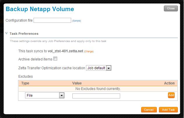 Backup NetApp Volume ZettaMirror has the ability to backup a NetApp filer through integration with the NetApp administrative tools and built in snapshot functionality.
