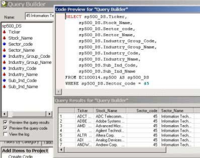 tables as you wish and sort by your preference by using the Enterprise Guide Query Builder.