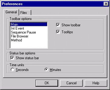 Preferences - General This tab is used to set up general preferences in the instrument window.