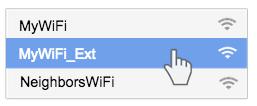 If you do not have a router with seamless roaming, select the extended network on your device's Wi-Fi manager. Extended networks are identified by "_Ext" added to the end of your main network name(s).