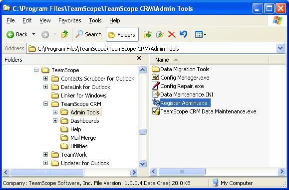 Set up the TeamScope CRM central configuration This section should be performed from the same workstation as the above initial TeamScope CRM install.