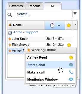 8x8, Inc Enhanced Queue and Agent Directory Track Recents: Using the Recents tab, o o Track those agents with who you initiated a call or a chat session in the past.