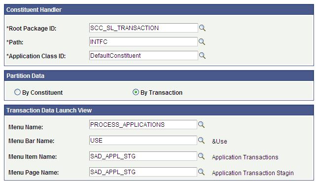 Chapter 1 Managing PeopleSoft Admission Transactions Transaction Setup page: Online application transaction (2 of 2) This is an example of the delivered new user registration transaction: [