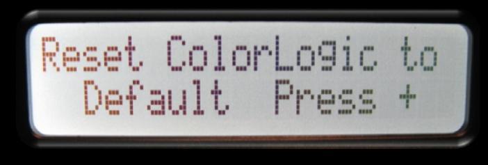 The ColorLogic lights configuration can be reset if desired.