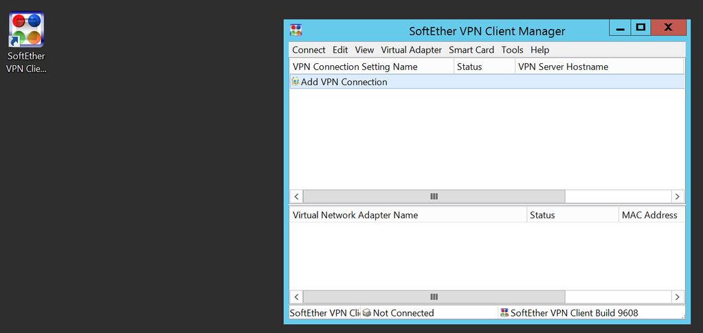 7. Open the SoftEther Client from the desktop shortcut. 8. Add a VPN Connection. 9. Select Yes to install the VPN network adapter.
