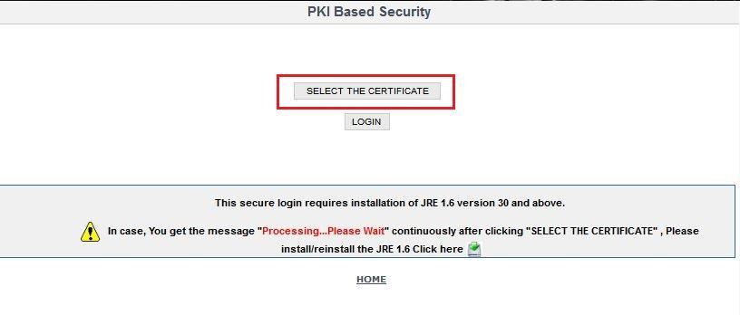 1. Click on Select The Certificate button in PKI Based