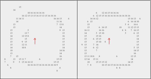 Figure 10: Results from testing the mapping algorithm. To the left only one ray was used in the mapping algorithm and to the right two extra erasing rays were used in the algorithm.