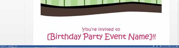 Click within the Birthday Party Event Name area and you will see that this section