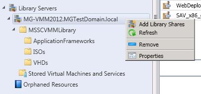 discovered, these resources will be visible from within SCVMM 2012.