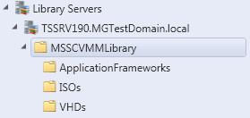 Figure 45: Default SCVMM 2012 library server share and permissions settings 1) The default instance of the library server in the SCVMM 2012 fabric in