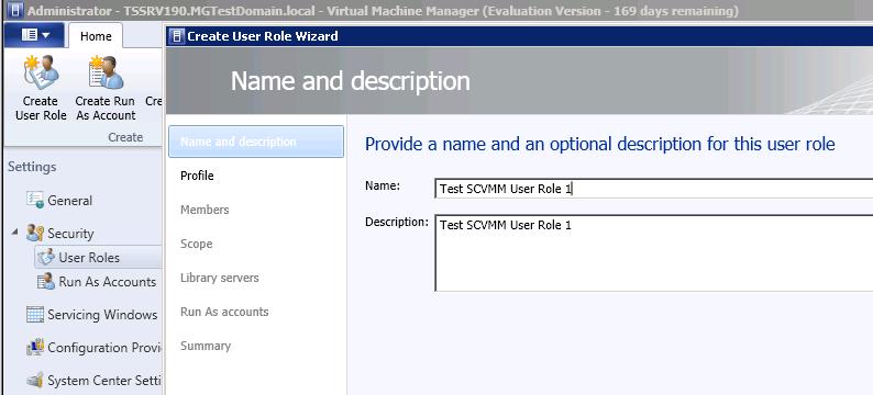Create Self-service User Role There are two ways that SCVMM 2012 can be accessed by users: The SCVMM Manager console: this is installed by default on the SCVMM 2012 server during initial setup.