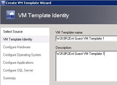 Figure 86: Provide a VM template name and description 6. For VM Template Identify, provide a descriptive name as shown in Figure 86.