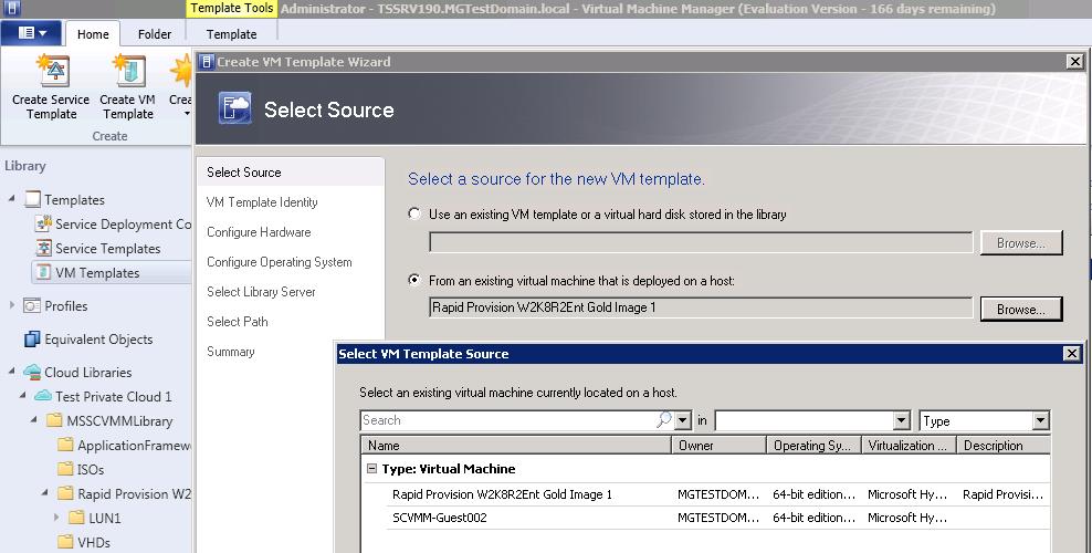 Create a SAN Copy-capable Template from a New Guest VM Now that the new rapid provision source guest VM has been created and configured according to the steps in the previous section above, it can