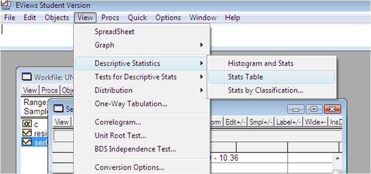 Group Descriptive Statistics Stores select series together Object New Object Group Select Series Name