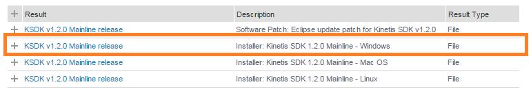 Deploying BeeStack and application software Figure 7. KSDK download search 6. In the search results, click the KSDK v1.2.0 Mainline link matching the Installer: Kinetis SDK 1.2.0 Mainline Windows operating system entry.