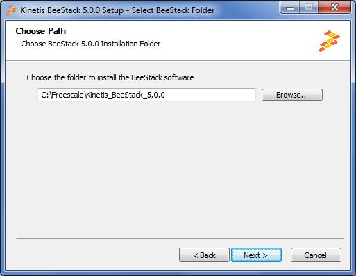Choose the Path of the Kinetis BeeStack software installation by leaving