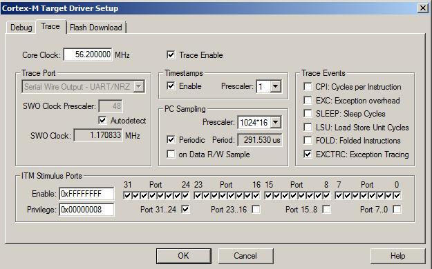 5) Getting the Serial Wire Viewer (SWV) working: Serial Wire Viewer provides data trace information including interrupts in real-time without any code stubs in your sources.