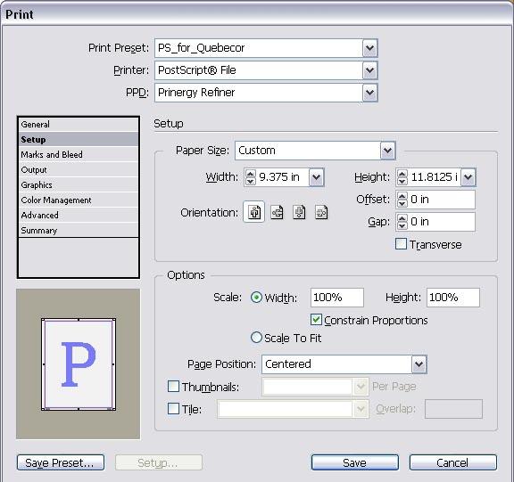 *To create an InDesign Print Preset, simply click the Save Preset.