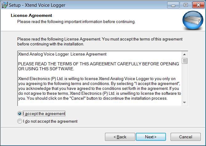 STEP - 2 Read the License Agreement carefully and select "I accept the agreement". Now, click Next button.