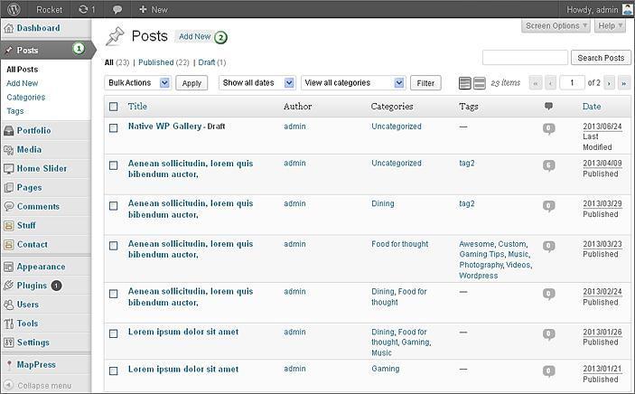 Post Formats The Rocket theme supports the majority of post formats available in WordPress. It gives the users control over the layout of their posts.