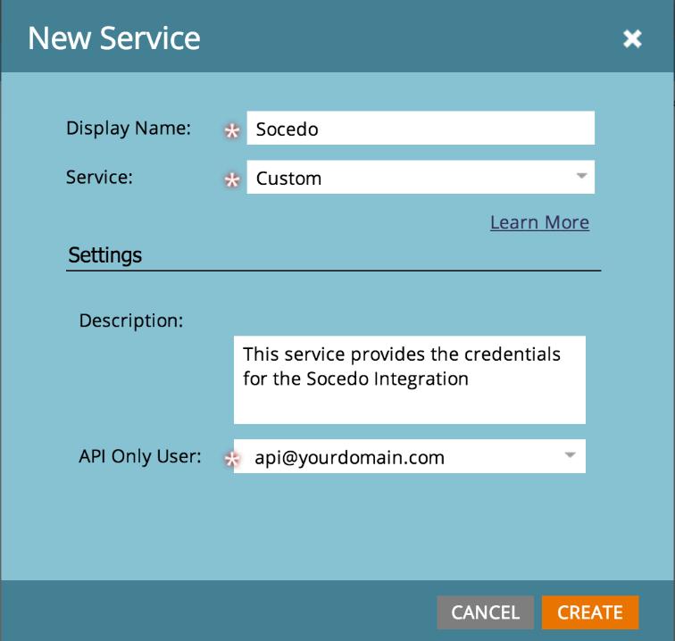 Create a new service with the following