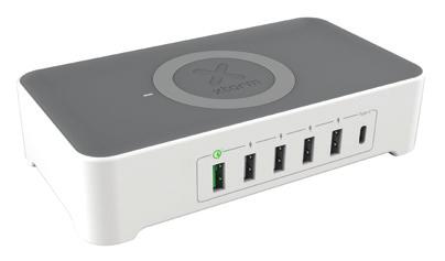 5A/5V Qi wireless output: 1A Input: 2A Manual, micro USB Charging cable CHARGES 3 DEVICES at the same