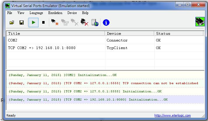 1 Teraterm: ASCII code terminal emulator for TCP/IP socket