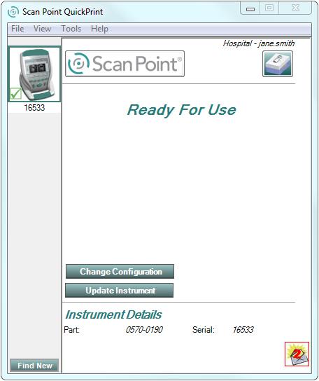 On the computer, in the Scan Point QuickPrint window, click Find New.