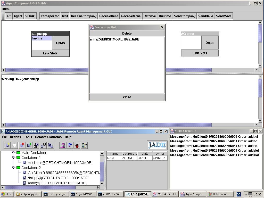 Link Slots button). Fig. 4 fills the created slot friends of philipp with anna as destination. Double clicking on a slot shows up a dialog containing all the entries of the marked slot.