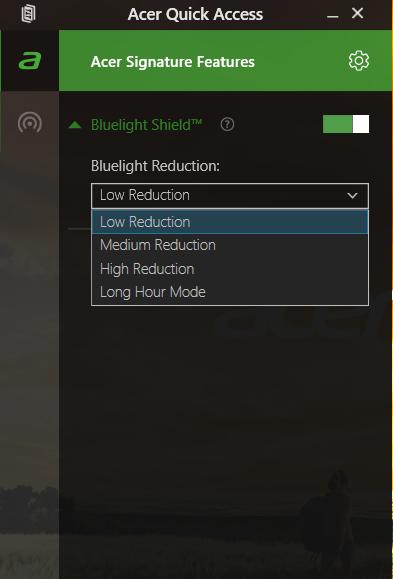34 - Bluelight Shield B LUELIGHT SHIELD The Bluelight Shield can be enabled to reduce blue-light emissions from the screen to protect your eyes.