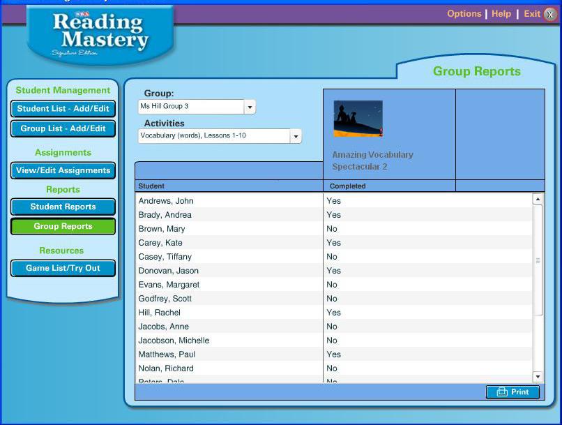 3.5.2 Group Reports To access group reports, click the Group Reports button in the left navigation menu.
