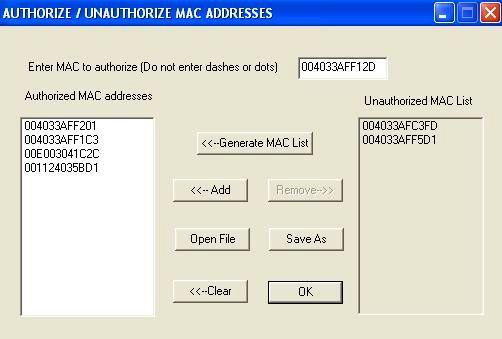 Upon clicking the add button, the entered MAC address gets copied into the MAC List: 2. By creating a text file (using the Notepad in Microsoft Windows).