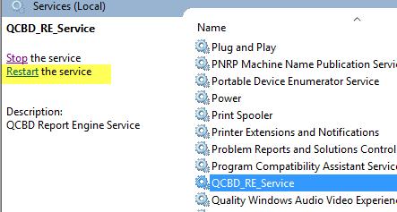 Open the SERVICES on the server where the RE Service is installed. Select RESTART to start the service. Step 3.