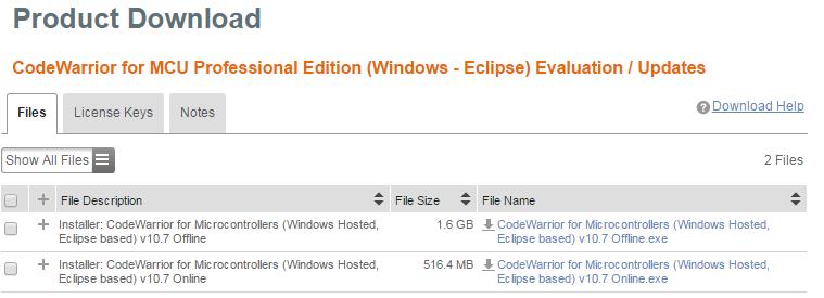 b. Downloading the IDE Installing and using CW 10.x for TPMS applications Rev. 5 The evaluation version is free. On this page choose the Eclipse IDE for MCUs v10.7.