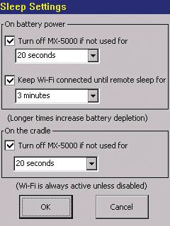 Sleep Settings Wi-Fi and Backlighting can be separately adjusted to conserve battery life.