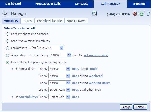 3.6.3 Incoming Call Manager Incoming Call Manager offers an integrated call handling service, with a powerful set of configurable rules.