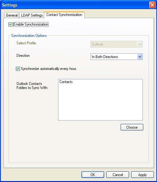 Figure 65: Outlook Synchronization tab This tab has the following options: Enable Synchronization this will be disabled by default on installation or upgrade of CommPortal Assistant, and all the
