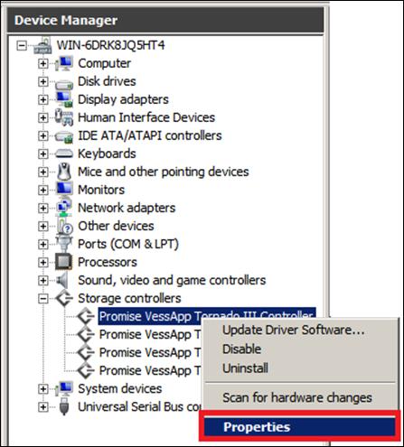 Vess A2000 NVR Storage Appliance Promise Technologies Check versions in windows device manager To get the RAID driver version using the Windows Device Manager: 1.