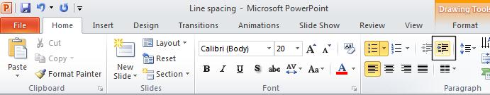 PowerPoint 2010 Foundation Page 74 Click on the Increase List Level icon (within the Paragraph section of the Home tab).