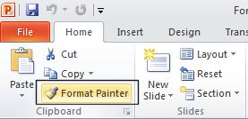 Once you have applied these text formatting modifications, select the text that you have just formatted and then click on the Format Painter icon (contained within the Clipboard section of the Home
