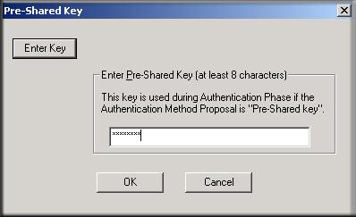 e. In the My Identity section of the screen, click the Pre-Shared Key button. The Pre-Shared Key screen displays: Figure 6-12 f. Click Enter Key. Enter the DG834G v4 pre-shared key, and then click OK.
