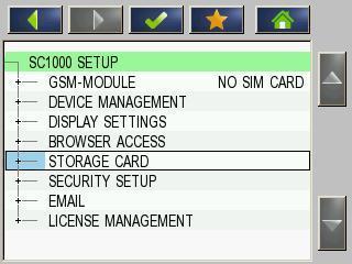 SIB- sc1000 Software Updates from SD Card page 3 of 7 On the sc1000 Display navigate to MENU SC1000 SETUP STORAGE CARD: figure3: Entry point for the Storage Card Menu When no Storage Card is