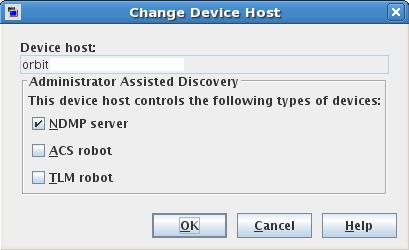 Configuring NDMP backup to NDMP-attached devices Using the Device Configuration Wizard to configure an NDMP filer 46 5 In the Change Device Host window,