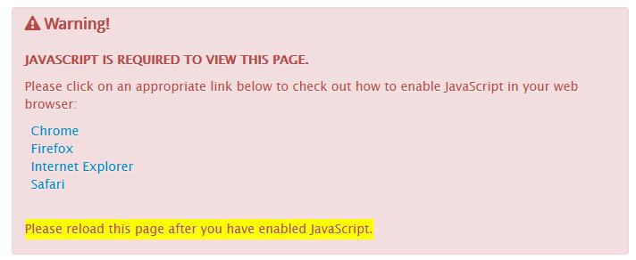 1. Prerequisite Please ensure that JavaScript is enabled in your web browser. Otherwise, you will see a warning message.