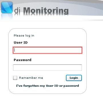 The application opens to the di Monitoring login window (Fig. 1.1) Fig 1.