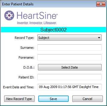 N.B. Once the defibrillation event data is saved to your PC this information cannot be changed.
