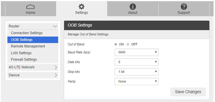 2. If ON is selected for OOB Setting, an extra menu will appear like below. Please configure the Out of Band settings to match your router configuration.