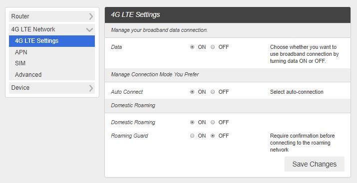 4G LTE Network 4G LTE Network Settings should only be used as directed by Customer Service personnel. 4G LTE Settings 1. From the Web UI, click Settings>4G LTE Network>4G LTE Settings.