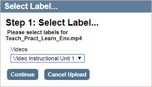 2. Select a label from the dropdown menu in the Select Label box, and click Continue to apply the label to your file.