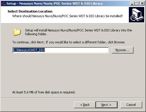 Install WDT and DIO Library The WDT_DIO function library is delivered in the form of a setup package named WDT_DIO_Setup.exe.